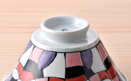 【波佐見焼】ステンドグラス柄 イケメン丼 ペア(赤・青) 食器【大新窯】[DC163]