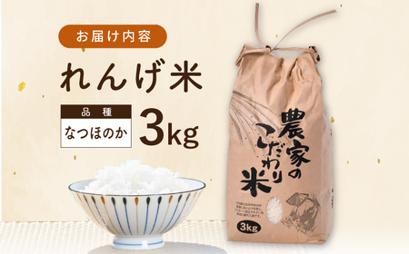 【令和7年度米】 れんげ米 なつほのか 3kg【ふきの陶】[NF18] 白米 3kg 白米