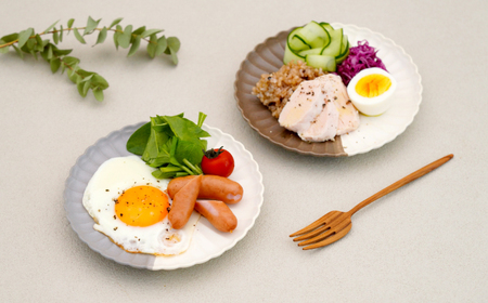 【波佐見焼】花しのぎ 中皿 ペア ハーフカラー 栗・グレー【団陶器】[PB179]