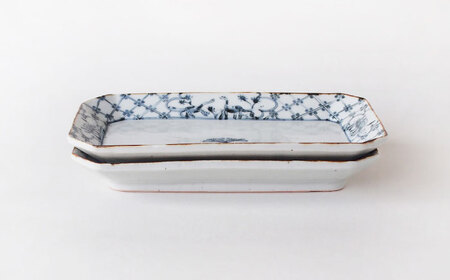 【波佐見焼】DINOSAUR　八角長角皿　2点セット【studio wani】[MB95]