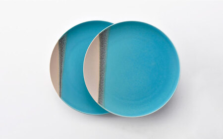 【波佐見焼】Scenery（シーナリー）トルコブルー プレート M（21cm）2枚セット　【光春窯】[XD114]