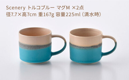 【波佐見焼】Scenery（シーナリー）トルコブルー マグM　2個セット　【光春窯】[XD117]