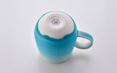 【波佐見焼】マグカップ ワイン型 グラデーション ライトブルー・ブラック ペア【長十郎窯】[AE114]