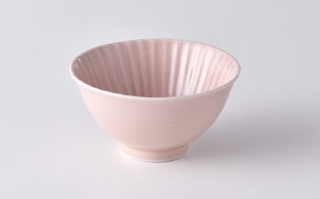 【波佐見焼】しのぎ 茶碗 大2個セット グレー・ピンク 食器 ちゃわん【一龍陶苑】[CC93]