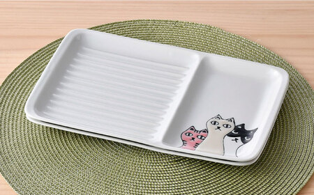 【波佐見焼】マルチパン皿 猫柄ペアセット 計2枚【大新窯】[DC174]