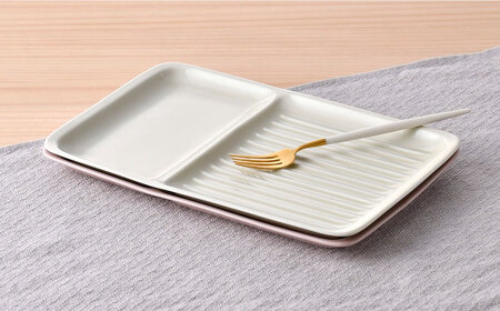 【波佐見焼】マルチパン皿 ペア アイボリー・ピンク【大新窯】[DC178]