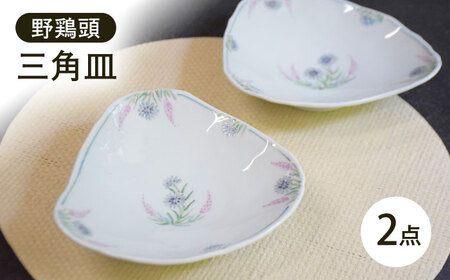 【波佐見焼】野鶏頭三角皿 2枚セット【藍水】[GB61]