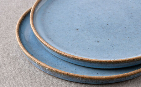 【波佐見焼】テラコッタ・BLUE プレートM 2枚セット【利左エ門窯】[QB67]