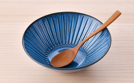 【波佐見焼】蒼鎬 反ボウル L 1点【利左エ門窯】[QB72]