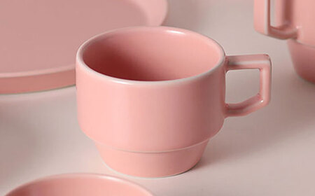 【波佐見焼 マルヒロ】HASAMI SEASON 01 ブロックマグペアセット（2点）ピーチ×アイスグリーン[EB198]