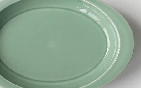 【波佐見焼 マルヒロ】HASAMI SEASON 01 オーバルプレートセット（4点）ピーチ×アイスグリーン[EB206]