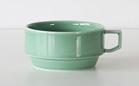 【波佐見焼 マルヒロ】HASAMI SEASON 01 ブロックマグスープペアセット（2点）ピーチ×アイスグリーン[EB209]