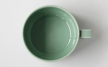 【波佐見焼 マルヒロ】HASAMI SEASON 01 ブロックマグスープペアセット（2点）ピーチ×アイスグリーン[EB209]