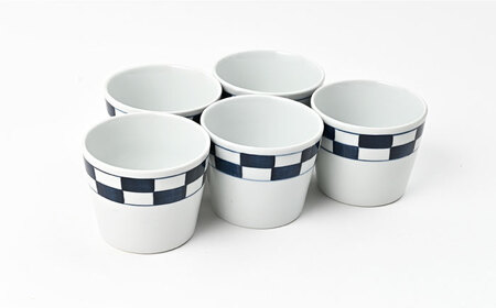 【波佐見焼】 和福 マルチカップ 市松 5個セット そば猪口 オリジナル 縁起もの【福田陶器店】[PA388]