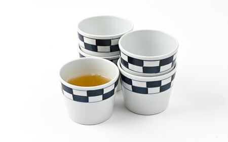 【波佐見焼】 和福 マルチカップ 市松 5個セット そば猪口 オリジナル 縁起もの【福田陶器店】[PA388]