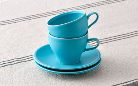 【波佐見焼】 コーヒーカップ＆ソーサー トルコブルー 2点セット マット【福田陶器店】[PA392]