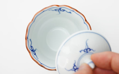 【波佐見焼】渕瓔珞（青） 桔梗渕杵型小吸物 2点セット【FOURGRACE】[UG01]