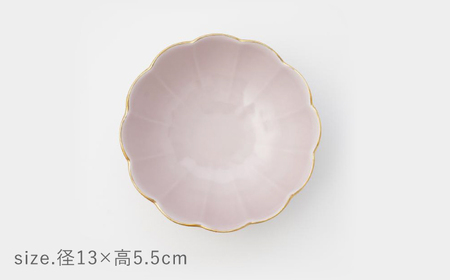 【波佐見焼】蓮型小鉢 ピンク（渕金） 2点セット 鍋取り鉢【FOURGRACE】[UG02]