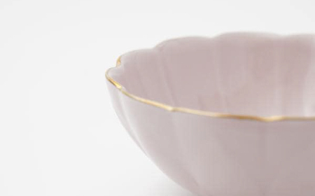 【波佐見焼】蓮型小鉢 ピンク（渕金） 2点セット 鍋取り鉢【FOURGRACE】[UG02]