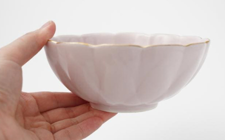 【波佐見焼】蓮型小鉢 ピンク（渕金） 2点セット 鍋取り鉢【FOURGRACE】[UG02]