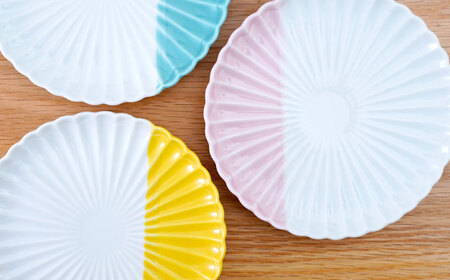 【波佐見焼】花しのぎ 取皿 ハーフカラー 3色セット【団陶器】[PB198]