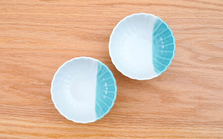 【波佐見焼】花しのぎ 丸小付 ハーフカラー ミント 2個セット【団陶器】[PB200]