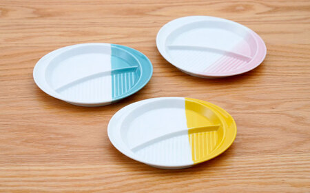 【波佐見焼】仕切り皿 ハーフカラー 3色セット【団陶器】[PB213]