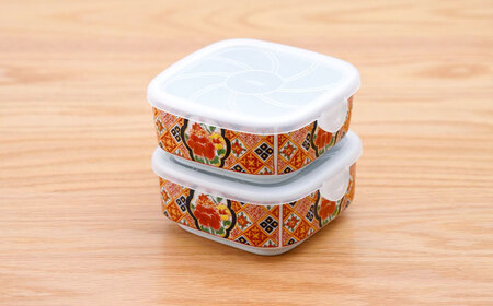 【波佐見焼】角パック 格子牡丹 2個セット【団陶器】[PB225]