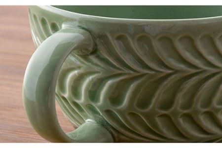 【波佐見焼】Rosemary ペア スープマグ セット（オリーブ・ライトグレー） スープカップ 食器 陶器 【トーエー】 [QC21] 波佐見焼
