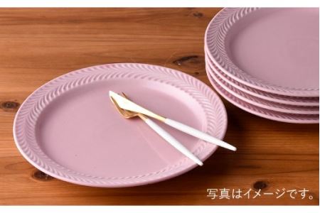 波佐見焼】ローズマリー（ピンク）8寸プレート 5枚セット【福田陶器店 