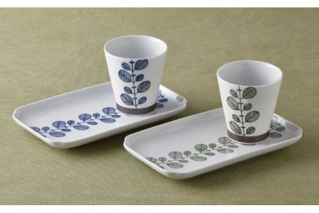 【波佐見焼】ミント くらわんか カップ・角 プレート 各2色 計4点セット 食器 皿 【新生和】 [DE04] 波佐見焼