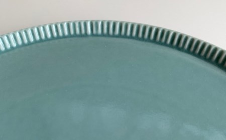 【波佐見焼】十草彫り24cm丸 プレート ターコイズ 食器 皿 【永泉】 [MC39] 波佐見焼