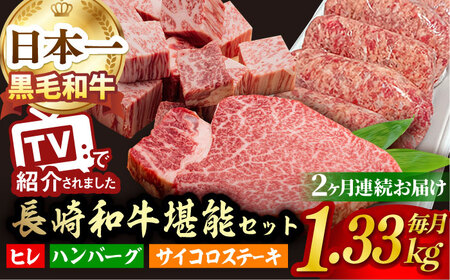 【全2回】A5ランク ヒレステーキ サイコロステーキ ハンバーグ 総量2.66kg 2660g セット [NA59]  肉 牛肉 ヒレ ステーキ 焼肉