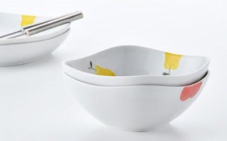 【波佐見焼】ラフランス・りんご 正角 ボウル セット 食器 皿 【松幸陶芸】 [HB26] 波佐見焼