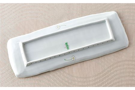 波佐見焼】小花紋 長角皿 プレート 食器 皿 【藍水】 [GB28