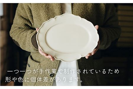 波佐見焼】オーバル 輪花皿 プレート 白 2枚セット 食器 皿 【イロドリ