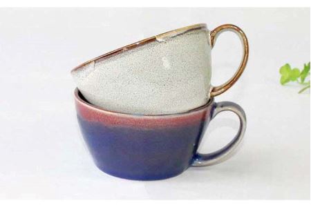 【波佐見焼】ドレイン ペア スープカップ (青・白) 食器 皿 【石丸陶芸】 [LB74]  波佐見焼