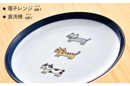【波佐見焼】 にゃんこ達 プレート (15cm) 5枚セット 食器 皿 【陶豊】 [OE09] 波佐見焼