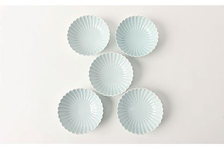 【波佐見焼】菊彫 青白釉 取鉢 (大) ボウル 5個セット 食器 皿 【福田陶器店】 [PA215]  波佐見焼