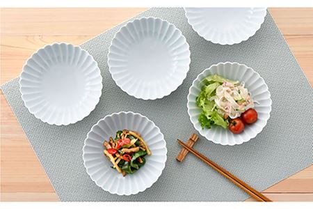 【波佐見焼】菊彫 青白釉 取鉢 (中) ボウル 5個セット 食器 皿 【福田陶器店】 [PA217]  波佐見焼