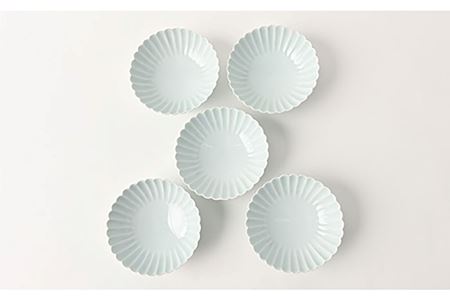 【波佐見焼】菊彫 青白釉 取鉢 (中) ボウル 5個セット 食器 皿 【福田陶器店】 [PA217]  波佐見焼