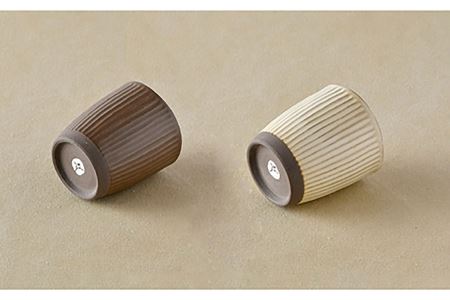 【波佐見焼】しのぎ 茶碗 ・ 湯呑み セット 窯変 マット調 ブラウン・ベージュ 食器 陶器 【トーエー】 [QC36] 波佐見焼
