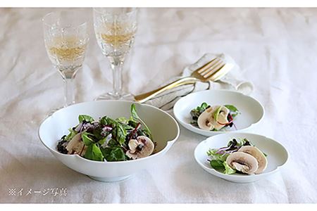 【波佐見焼】お花の盛り鉢と 小皿 のセット 白磁 取り皿 食器 大皿 【アトリエビスク】 [RD17]  波佐見焼