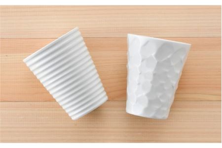 【波佐見焼】白磁手彫 フリーカップ（大）2個セット 食器 皿 【一真窯】 [BB49]  波佐見焼
