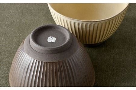 【波佐見焼】しのぎ どんぶり 2点セット 窯変 マット調 ブラウン・ベージュ 丼 陶器 茶碗  食器 皿 【トーエー】 [QC46] 波佐見焼