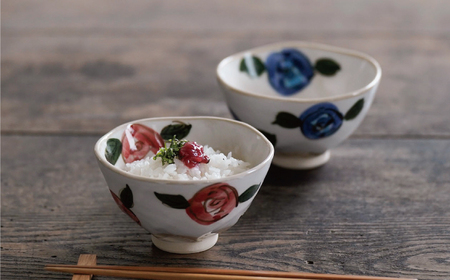 【波佐見焼】茶碗 ペアセット モダン ローズ  食器 皿 【ROXY】 [SB114]  波佐見焼