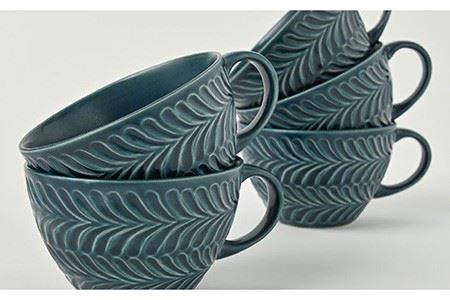 【波佐見焼】ローズマリー スープカップ デニム 5個セット 食器 皿 【福田陶器店】 [PA226]  波佐見焼