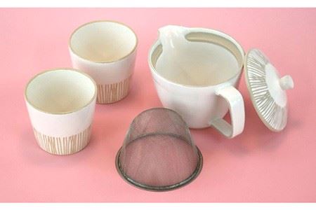 【波佐見焼】櫛目十草粉引ポット・カップ 急須 ティーカップ 湯飲み 食器 皿 【馬徳陶苑】 [ZD11] 波佐見焼