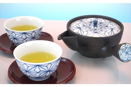 【波佐見焼】麻葉染付 茶器セット 湯飲み 急須 ティーポット 陶器 食器 皿 【岩永製陶】 [ZD18] 波佐見焼