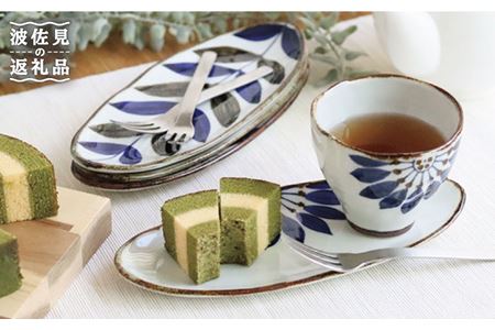 【波佐見焼】スリム オーバル プレート ・カップ セット ブルーフラワー 食器 皿 【翔芳窯】 [FE50]  波佐見焼